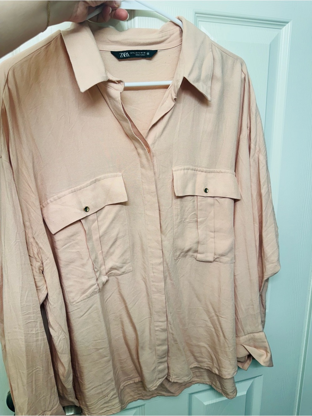 Zara Pale Pink Long-Sleeve Casual Blouse